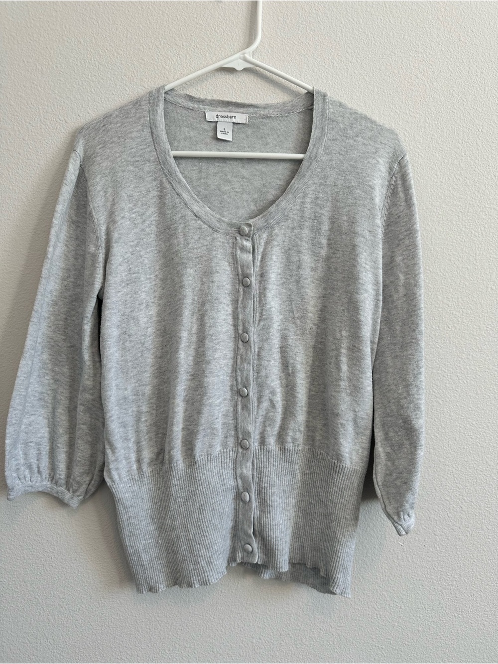 Heather Gray Scoop Neck Cardigan Cotton Blend Size L